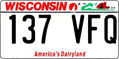 WI license plate 137VFQ