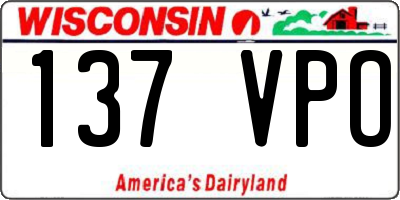 WI license plate 137VPO