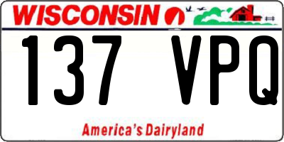 WI license plate 137VPQ