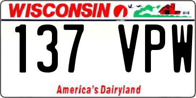 WI license plate 137VPW