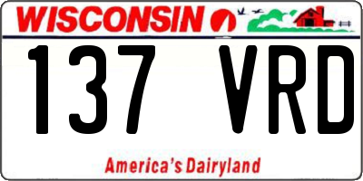 WI license plate 137VRD