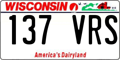 WI license plate 137VRS