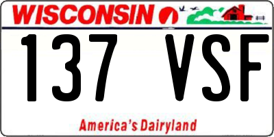 WI license plate 137VSF
