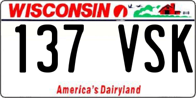 WI license plate 137VSK