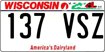 WI license plate 137VSZ