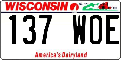 WI license plate 137WOE