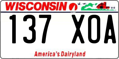 WI license plate 137XOA