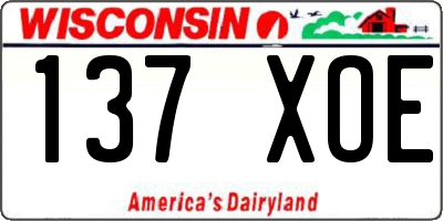 WI license plate 137XOE
