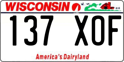 WI license plate 137XOF