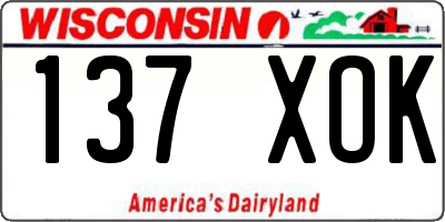 WI license plate 137XOK