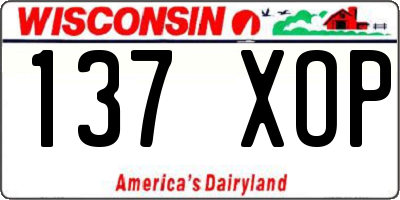 WI license plate 137XOP