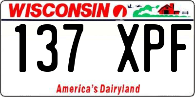 WI license plate 137XPF