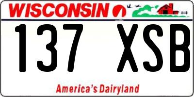 WI license plate 137XSB