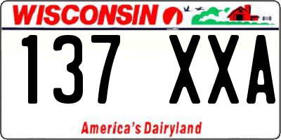 WI license plate 137XXA