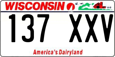 WI license plate 137XXV
