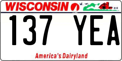 WI license plate 137YEA