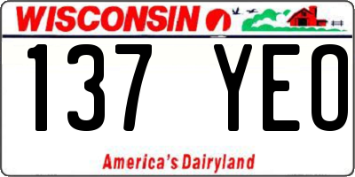 WI license plate 137YEO