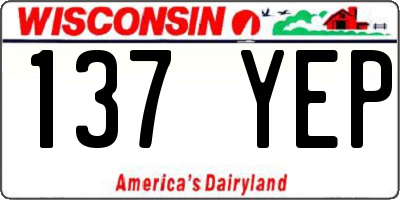 WI license plate 137YEP