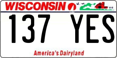 WI license plate 137YES