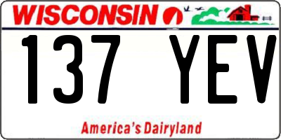 WI license plate 137YEV
