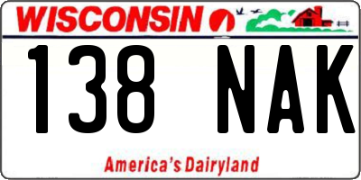 WI license plate 138NAK