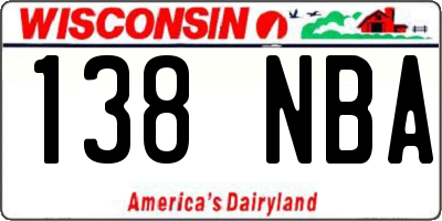 WI license plate 138NBA