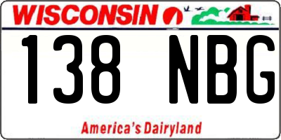 WI license plate 138NBG