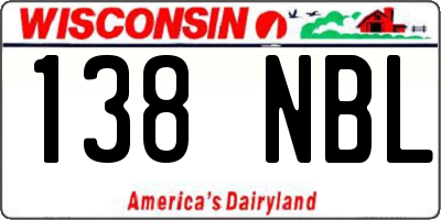 WI license plate 138NBL