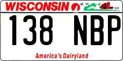 WI license plate 138NBP