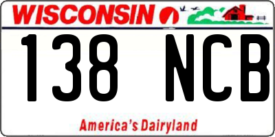 WI license plate 138NCB