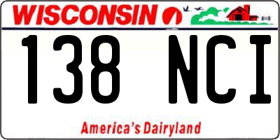 WI license plate 138NCI