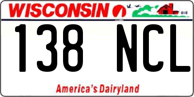 WI license plate 138NCL