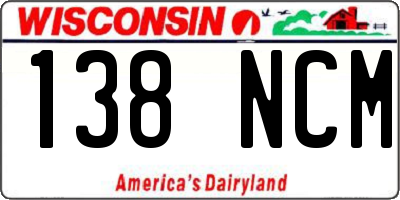 WI license plate 138NCM