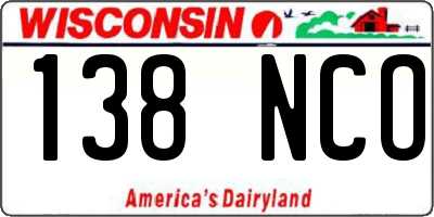 WI license plate 138NCO