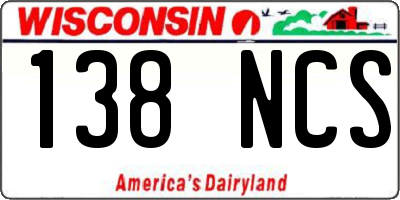 WI license plate 138NCS