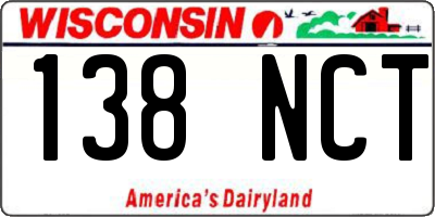 WI license plate 138NCT