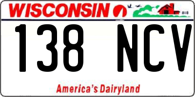 WI license plate 138NCV