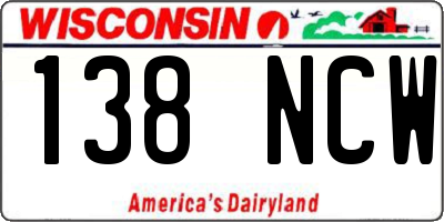 WI license plate 138NCW