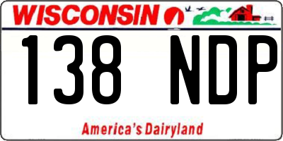 WI license plate 138NDP