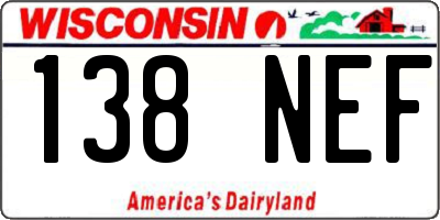 WI license plate 138NEF