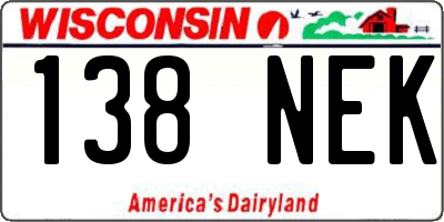 WI license plate 138NEK