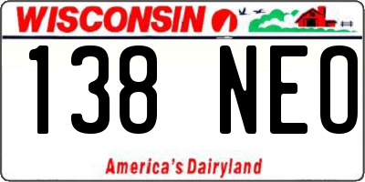 WI license plate 138NEO