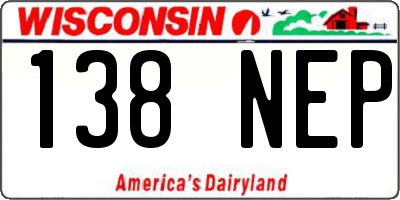WI license plate 138NEP