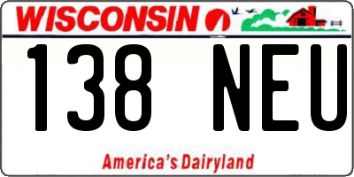 WI license plate 138NEU