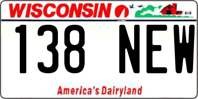 WI license plate 138NEW