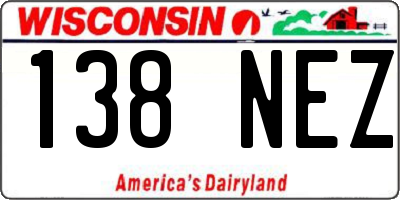WI license plate 138NEZ