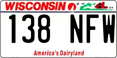 WI license plate 138NFW