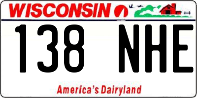 WI license plate 138NHE