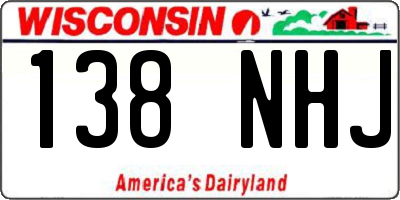 WI license plate 138NHJ
