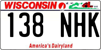 WI license plate 138NHK